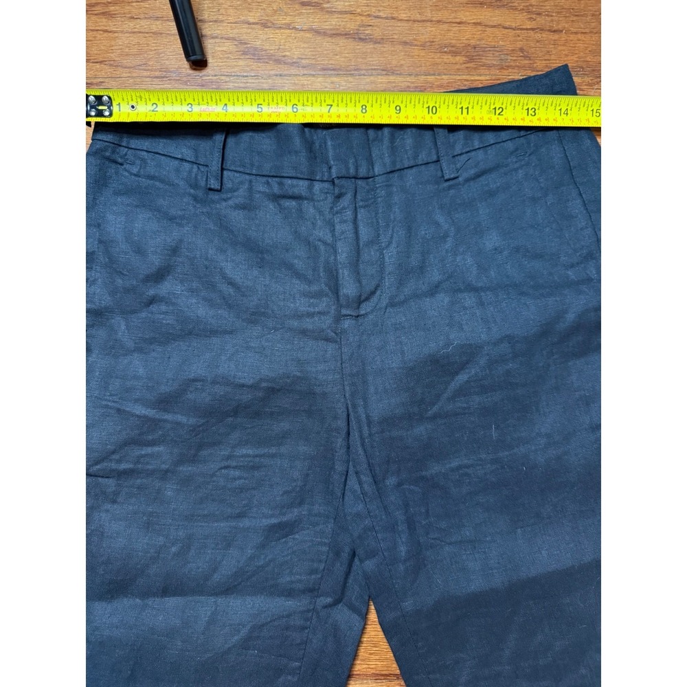 Vince Black 100% Linen Jogger Pants Women's Size 0 Tapered Elastic Cuff Casual - Picture 2 of 7